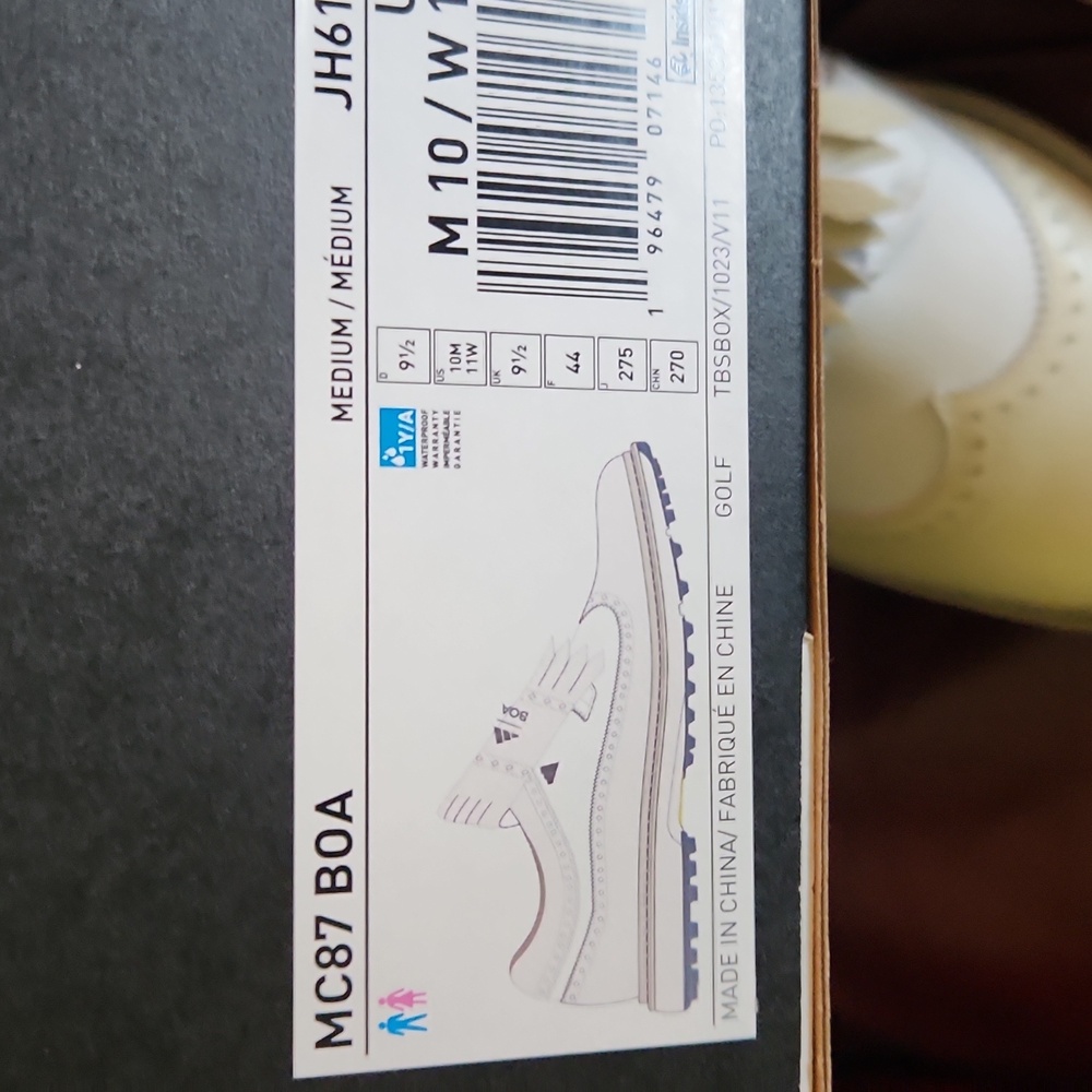 Adidas Cream MC87 BOA Golf Shoes with Fringe Detail, Size 10M - Picture 4 of 5